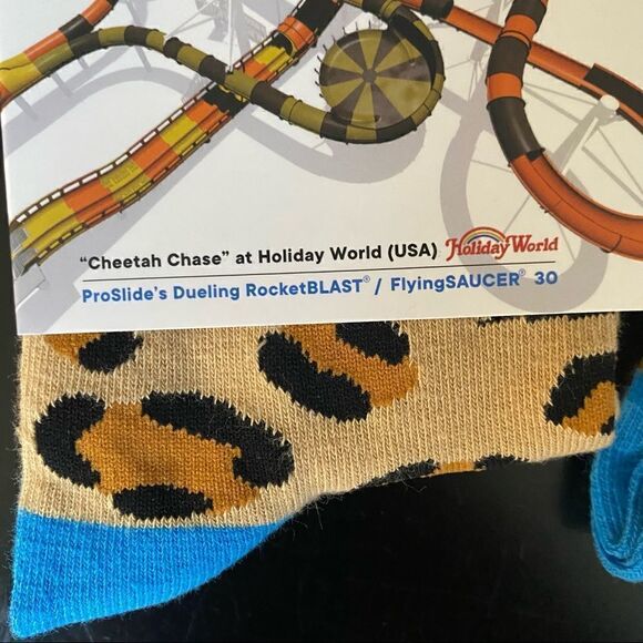 6 Pair Holiday World USA Cheetah Chase Socks Water Slide Unisex - Picture 4 of 4